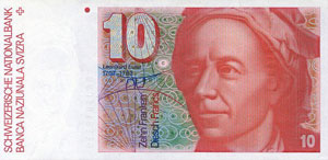Figure 1 : L’ancien billet de 10 CHF à l’effigie d’Euler (émis en 1976).
