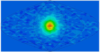 Figure 7 : Image du Soleil en neutrinos, prise à travers la Terre, avec un temps de pose de 503,8 jours (Institute for Cosmic Ray Research, Tokyo).