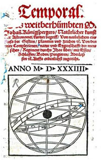Figure 10 : Impression ultérieure (1534) du Temporal de Regiomontanus (1436-1476) (image Bayerische StaasBibliothek en ligne)
