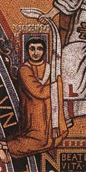 Figure 1 : Une représentation supposée de Léon III, sur une mosaïque d’époque du Palais du Latran, à Rome (image WikiCommons).
