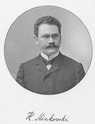 Figure 8 : Hermann Minkowski (1864 - 1909). Mathématicien qui fut le professeur d’Einstein, il apporta une contribution essentielle à la relativité restreinte en fournissant le formalisme adéquat en connexion avec la théorie physique.