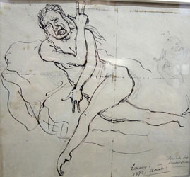Figure 9 : Dessin d’observation datant de 1873 : « Leroux, période des contorsions, août 1873. », deuxième phase de la grande attaque hystérique décrite par l’équipe de Charcot. (© Musée de l’AP-HP/ Photo : HCS)